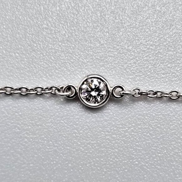 $2250 Tiffany Co Elsa Peretti 3 Diamonds By The Yard Platinum Bracelet 7 inches - Picture 7 of 10